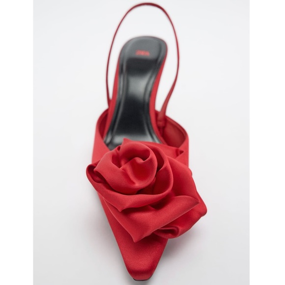 Zara Red Flower Slingbacks - Picture 11 of 16